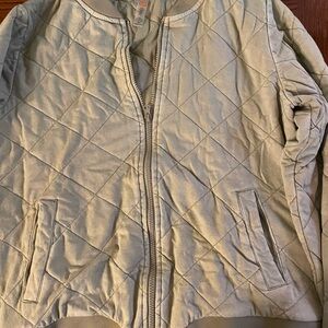 Mono B Quilted Bomber Jacket in Light Gray